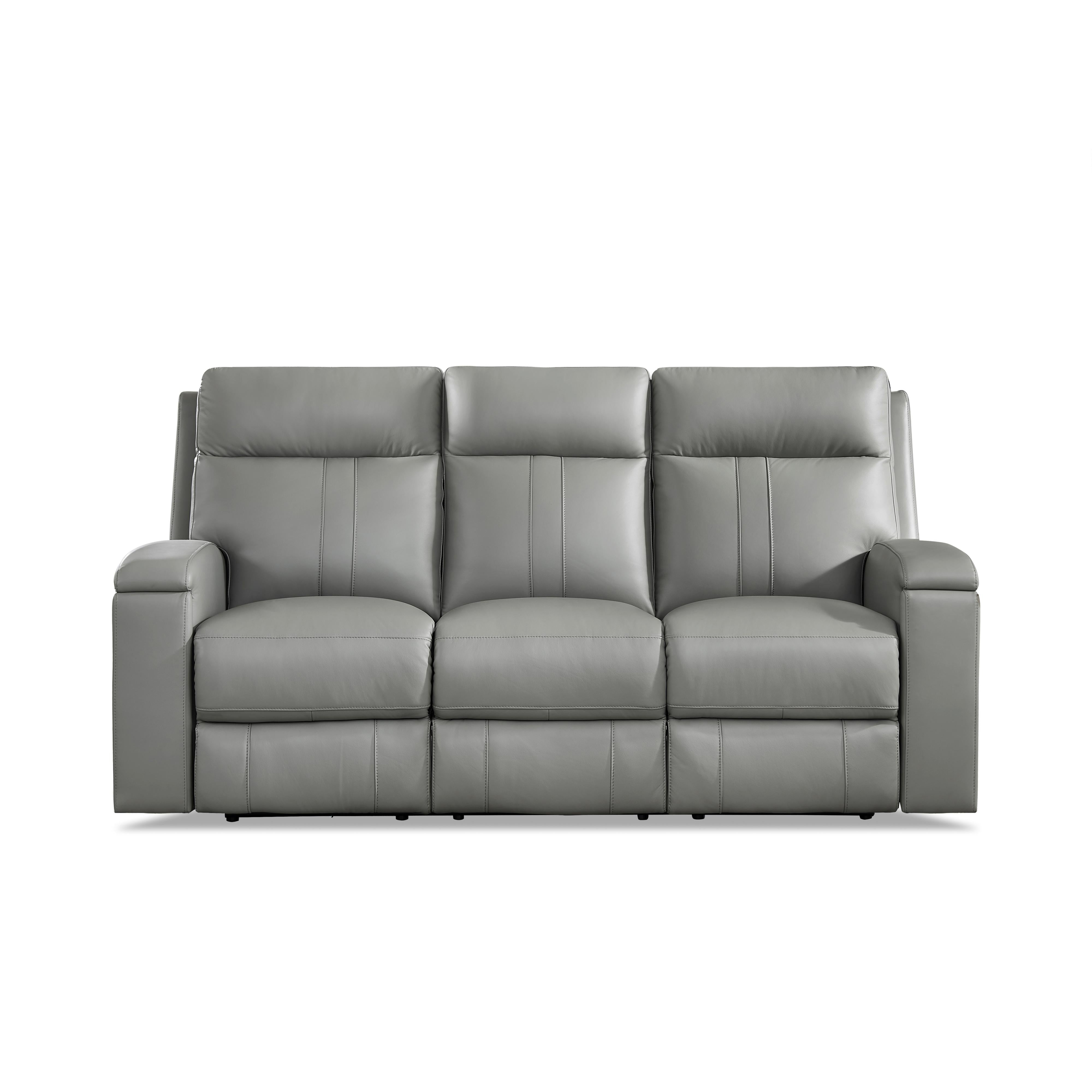 Amax Leather Sullivan 7076W Power Reclining Zero Grav. Sofa - Silver G