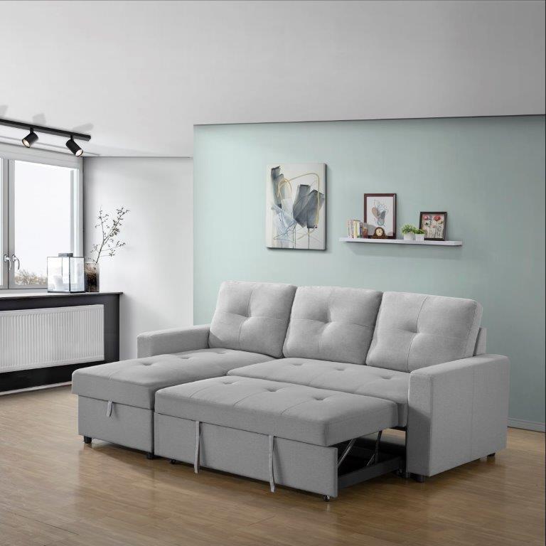 Monarch Fabric Sleeper Sectional 8A14GRY Sleeper Sectional - Grey IMAGE 6