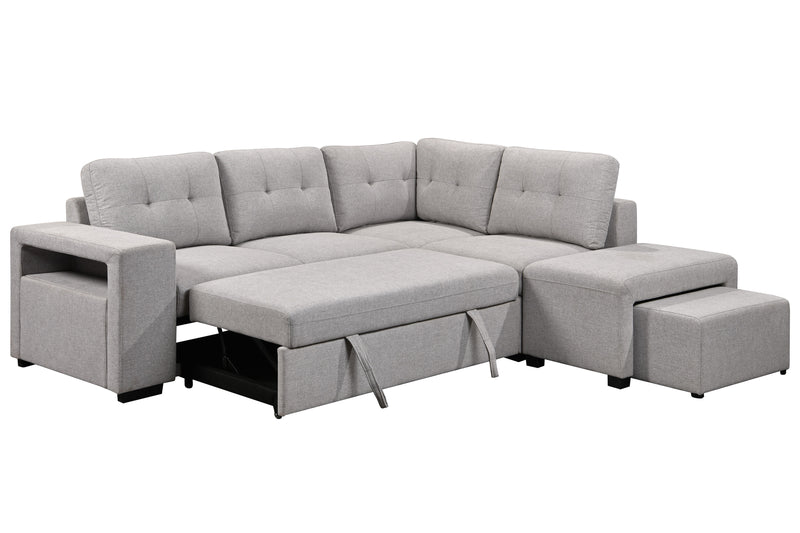 Marcella Fabric Sleeper Sectional with extra storage and ottoman