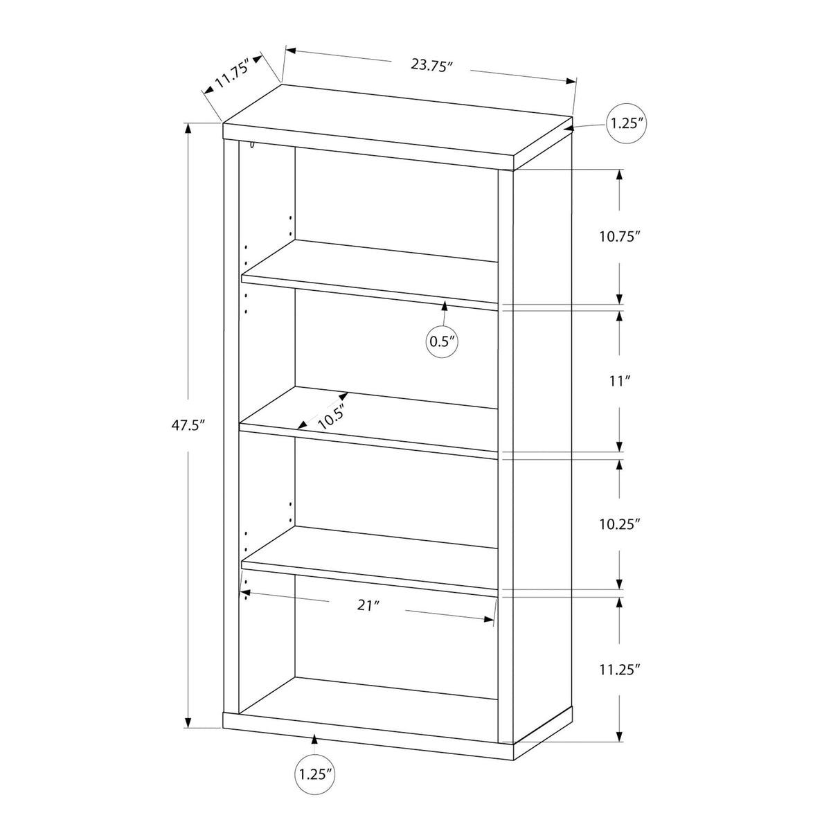 Monarch Bookcases 4-Shelf I 7059