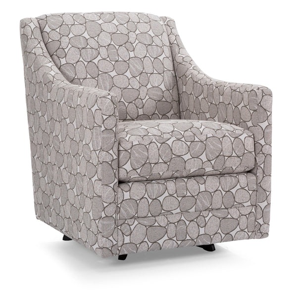 Decor-Rest Furniture Swivel Fabric Accent Chair 2443-C Swivel Chair - Pietra Taupe IMAGE 1