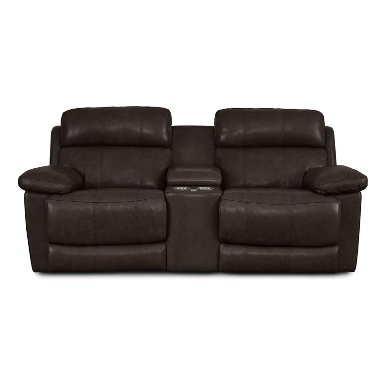 Palliser Finley Power Reclining Leather Loveseat Finley 41134-68 Loveseat Console with Power - Chocolate IMAGE 1