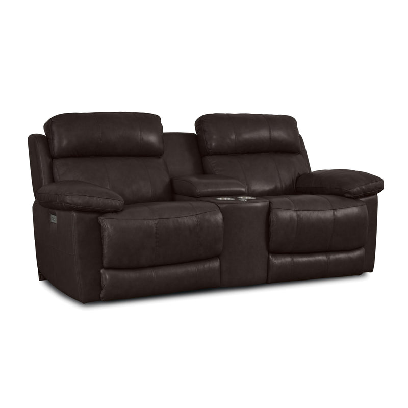 Palliser Finley Power Reclining Leather Loveseat Finley 41134-68 Loveseat Console with Power - Chocolate IMAGE 2