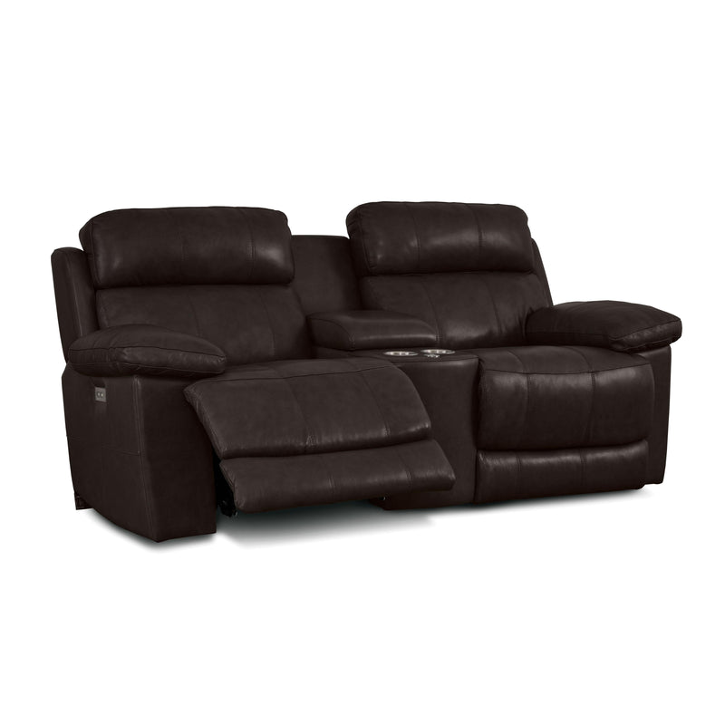 Palliser Finley Power Reclining Leather Loveseat Finley 41134-68 Loveseat Console with Power - Chocolate IMAGE 3