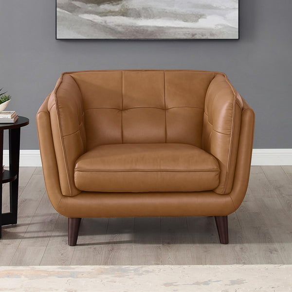 Amax Leather Allegro Stationary Leather Chair Semour 6766 Cognac IMAGE 1