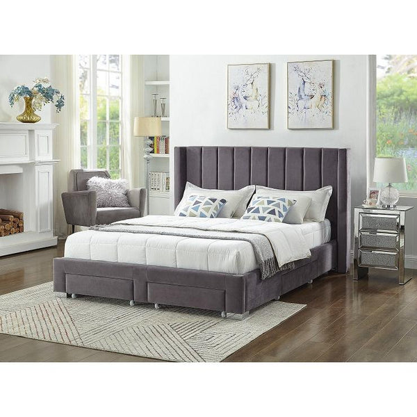 IFDC Queen Upholstered Platform Bed with Storage IF 5310 - 60 IMAGE 1