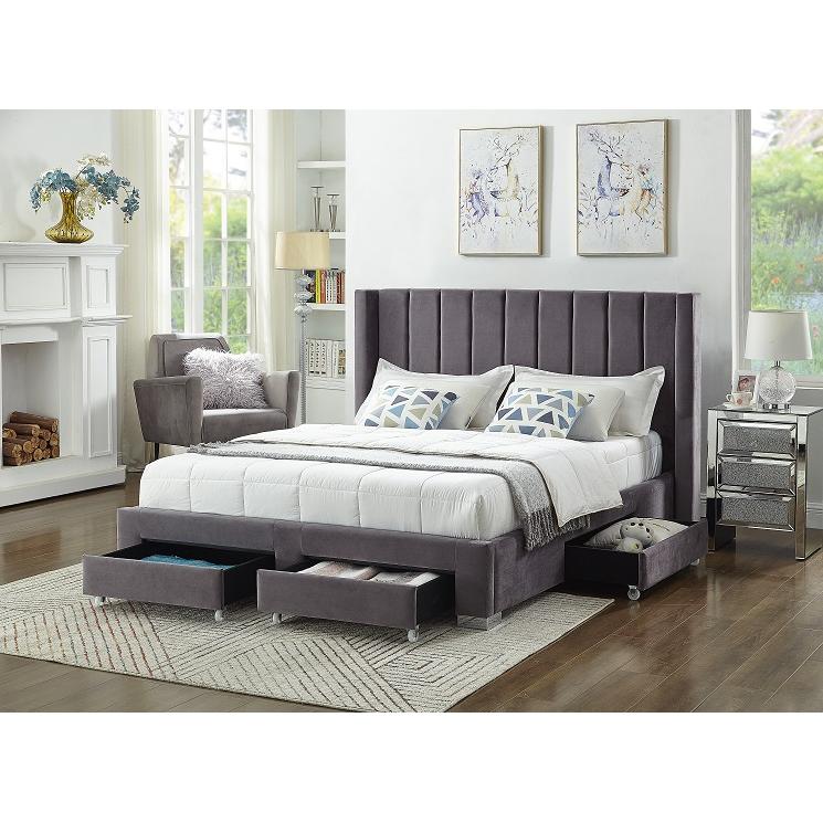 IFDC Queen Upholstered Platform Bed with Storage IF 5310 - 60 IMAGE 2