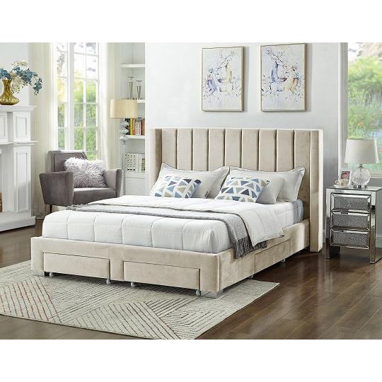 IFDC Queen Upholstered Platform Bed with Storage IF 5312 - 60 IMAGE 1