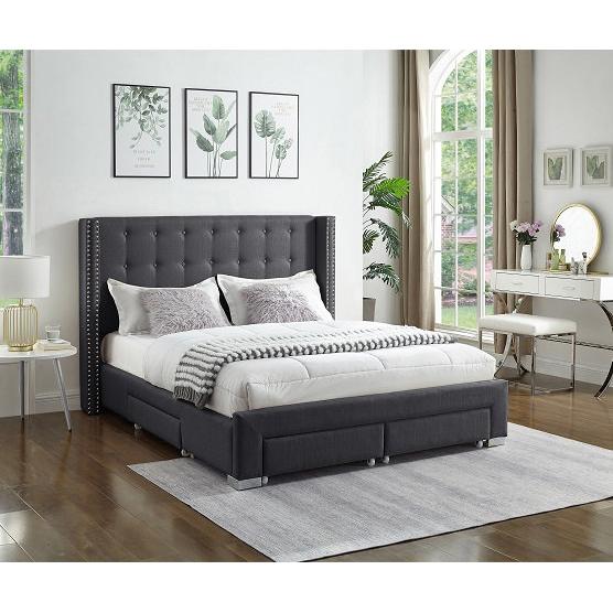 IFDC Queen Upholstered Platform Bed with Storage IF 5327 - 60 IMAGE 1
