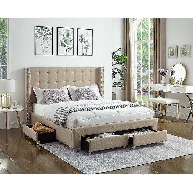 IFDC King Upholstered Platform Bed with Storage IF 5328 - 78 IMAGE 2