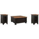  Signature Design by Ashley Valebeck T468T1 Coffee Table and 2 Chairside End Tables IMAGE 1