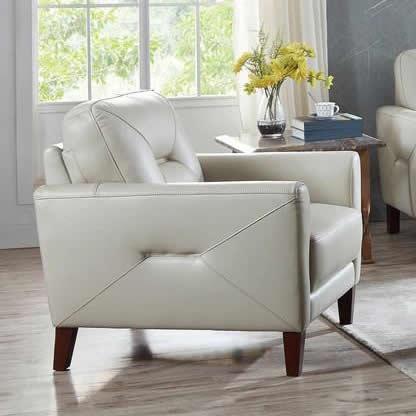  66900-10V01-LP2519 Vanilla Clooney Stationary Leather Match Chair Clooney 6900 Chair - Bedford Ice IMAGE 1