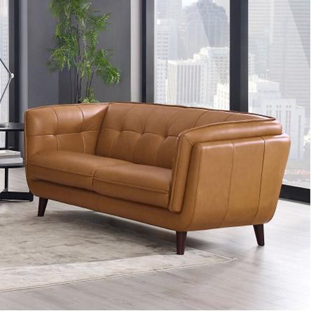 Amax Leather Seymour 6766 Loveseat - Cognac IMAGE 1