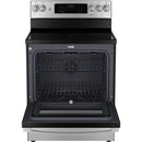 GE 30-inch Freestanding Electric Range with True European Convection Technology JCB840STSS IMAGE 2