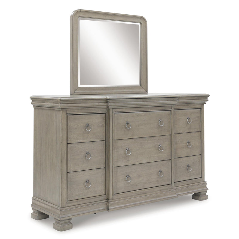 Traditional 2 Drawers wood Nightstand By Louis Philippe III, Grey