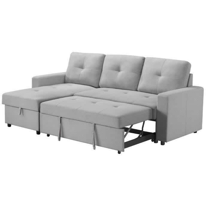 Monarch Fabric Sleeper Sectional 8A14GRY Sleeper Sectional - Grey IMAGE 2