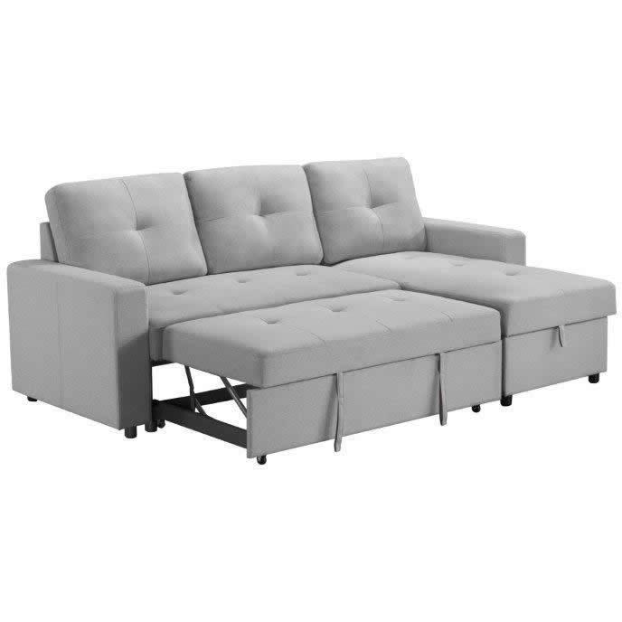 Monarch Fabric Sleeper Sectional 8A14GRY Sleeper Sectional - Grey IMAGE 2
