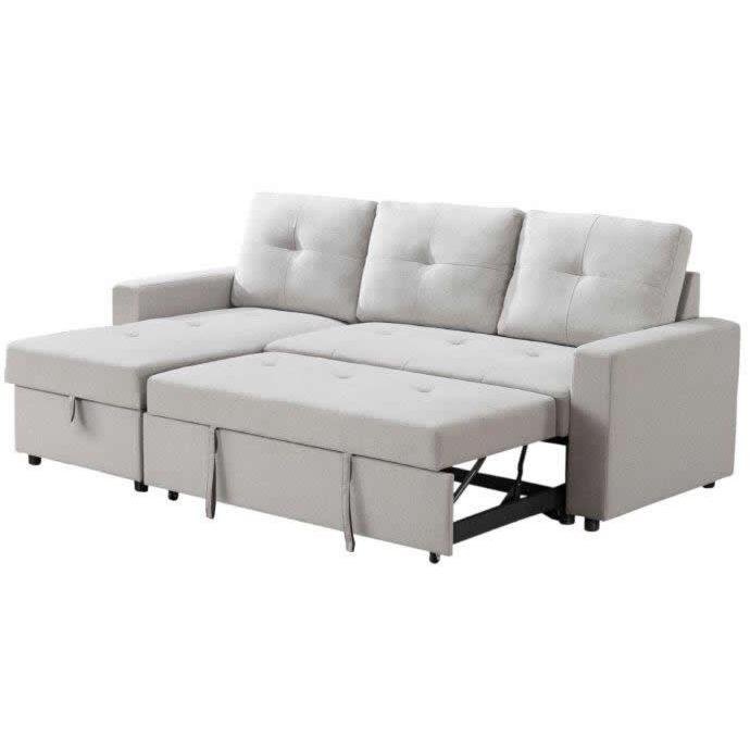 Monarch Fabric Sleeper Sectional 8A14GRY Sleeper Sectional - Beige IMAGE 2
