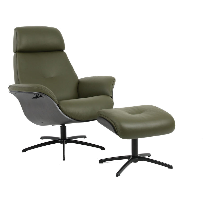 Fjords of Norway Classic Comfort Collection Falcon Chair/otto - AL Martini Olive Charcoal on Oak and Black Base IMAGE 1