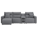  Signature Design by Ashley Modmax 65906S25 4 pc Reclining Sectional with Chaise and Audio Console IMAGE 1