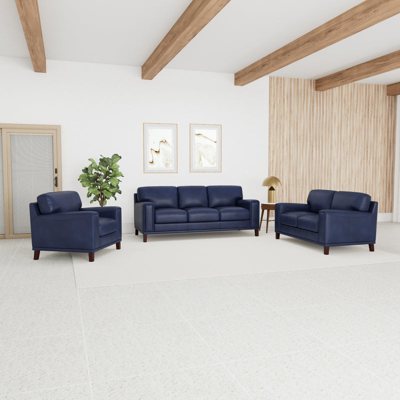 Aurora Furniture Hayward Stationary Leather Sofa Hayward Sofa - Blue IMAGE 2