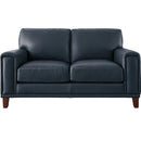 Aurora Furniture Hayward Stationary Leather Loveseat Hayward Loveseat - Blue IMAGE 1