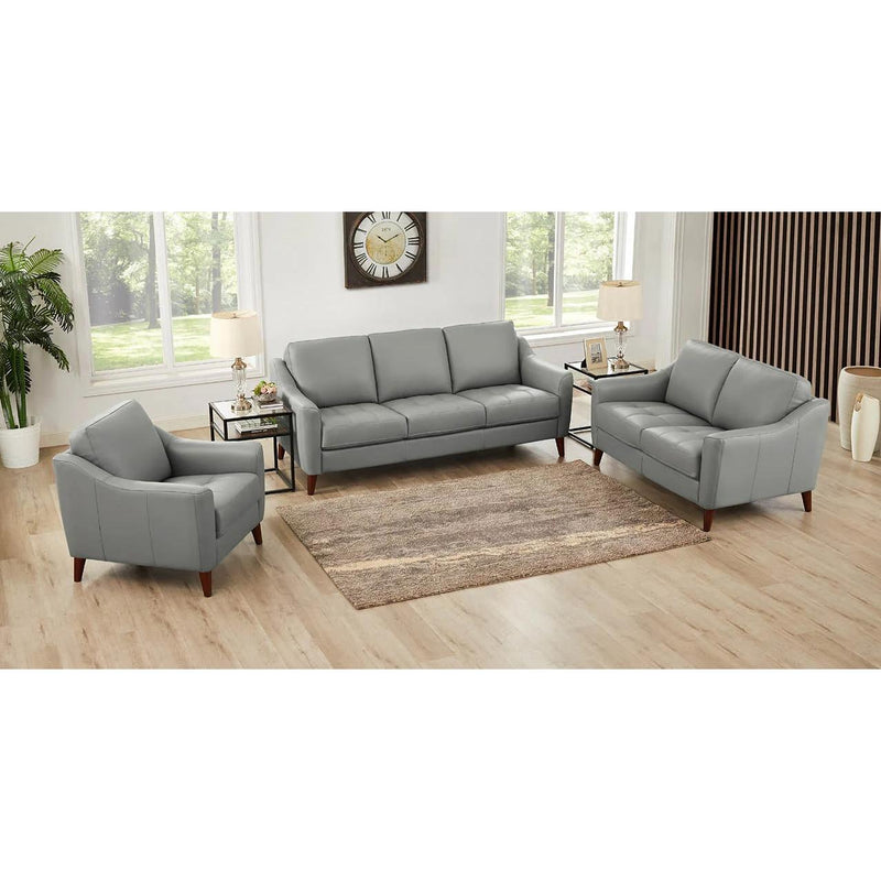 Hydeline Ersa Stationary Leather Match Loveseat Ersa Loveseat - Silver IMAGE 5