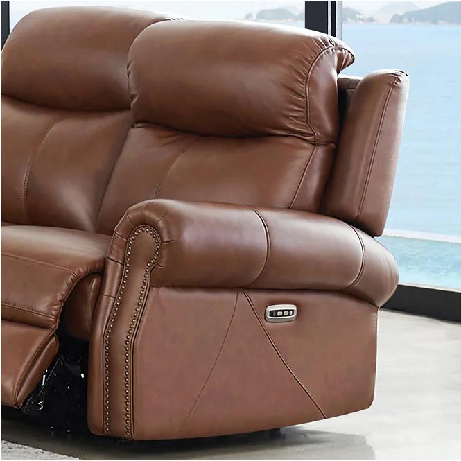  Amax Leather Royce Power Reclining Leather Match Loveseat Royce Power Headrest Zero Gravity Reclining Loveseat - Pecan IMAGE 2
