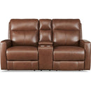 Amax Leather Vienna Power Reclining Leather Match Loveseat with Console Vienna Power Headrest Zero Gravity Reclining Loveseat with Console - Pecan IMAGE 1
