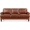  Amax Leather Dawn Stationary Leather Match Sofa Dawn Sofa - Brandy IMAGE 1