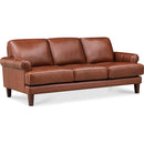  Amax Leather Dawn Stationary Leather Match Sofa Dawn Sofa - Brandy IMAGE 2