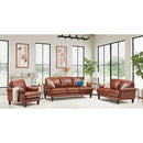 Amax Leather Dawn Stationary Leather Match Sofa Dawn Sofa - Brandy IMAGE 5