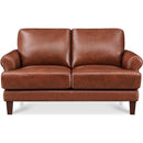  Amax Leather Dawn Stationary Leather Match Loveseat Dawn Loveseat - Brandy IMAGE 1