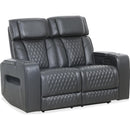  Primo International Colton Power Reclining Leather Match Loveseat Colton 73879 Power Reclining Loveseat - Black IMAGE 1