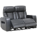  Primo International Colton Power Reclining Leather Match Loveseat Colton 73879 Power Reclining Loveseat - Black IMAGE 2