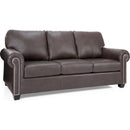  Decor-Rest Furniture Stationary Leather Sofa 3003S Sofa with Nail Studs IMAGE 1