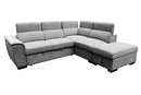 Raffaello  Fabric Sleeper Sectional with Storage and adjustable headrest