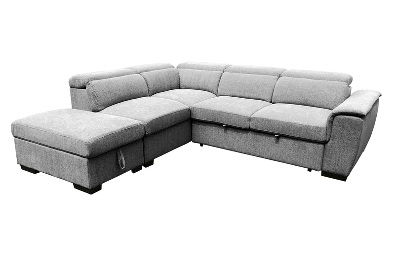 Raffaello  Fabric Sleeper Sectional with Storage and adjustable headrest