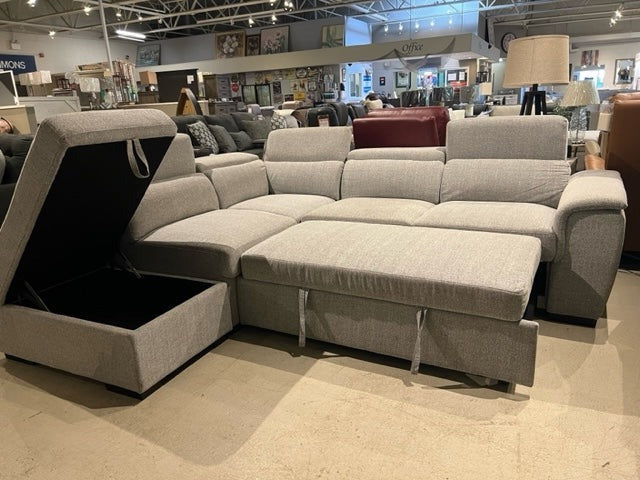 Raffaello  Fabric Sleeper Sectional with Storage and adjustable headrest