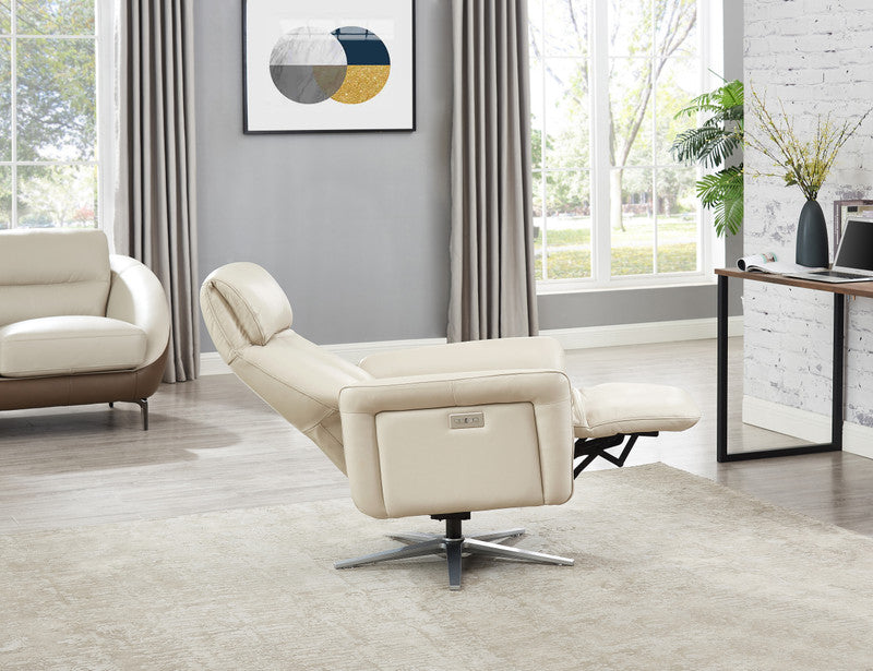 Amax Leather Tulip 8001S-10PSB-Taupe A Power Swivel Recliner with Battery Pack -