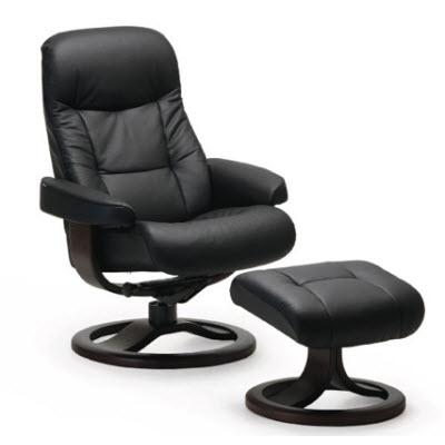 Fjords of Norway Muldal Swivel Leather Recliner Muldal Large Chair/otto Large Base IMAGE 1