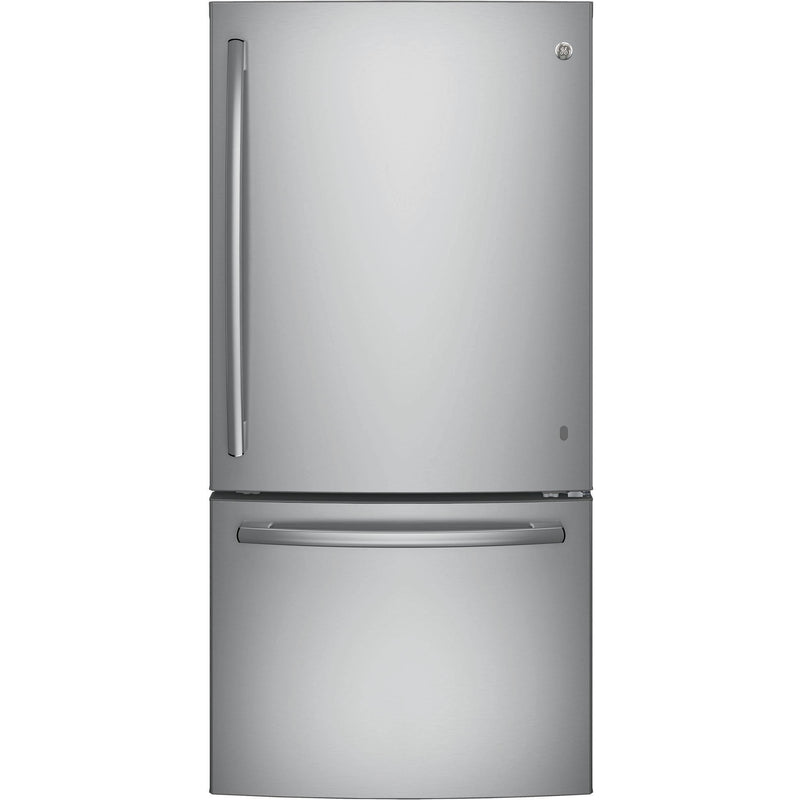 GE 33-inch, 24.9 cu.ft. Bottom Freezer Refrigerator with Ice Dispenser GDE25ESKSS IMAGE 1