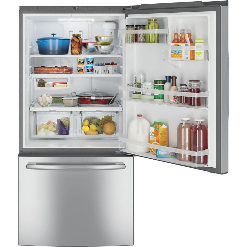 GE 33-inch, 24.9 cu.ft. Bottom Freezer Refrigerator with Ice Dispenser GDE25ESKSS IMAGE 4