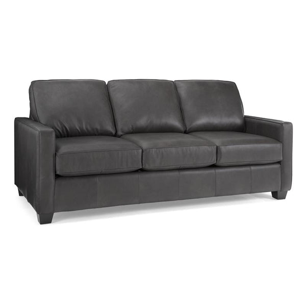Decor-Rest Furniture Stationary Leather Sofa 3855 Sofa (Dark Grey) IMAGE 1
