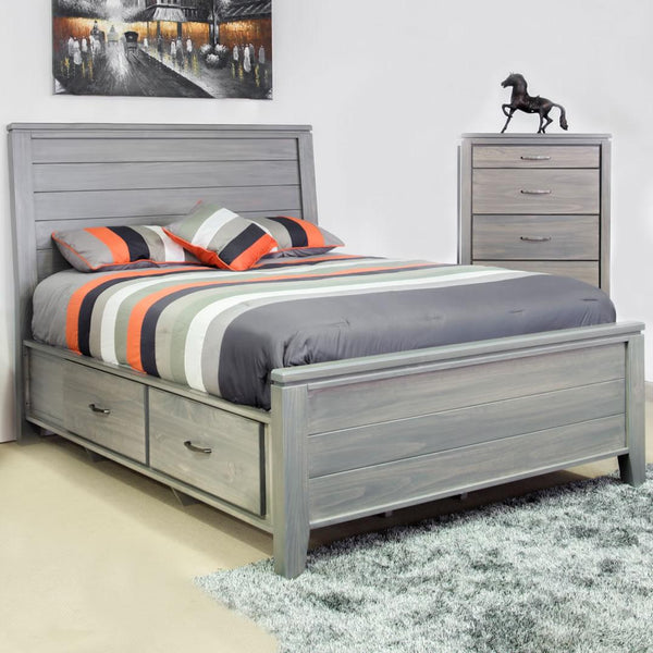 Mako Wood Furniture Robina Queen Panel Bed with Storage 4300-ST-Q-HB/FB/ST IMAGE 1