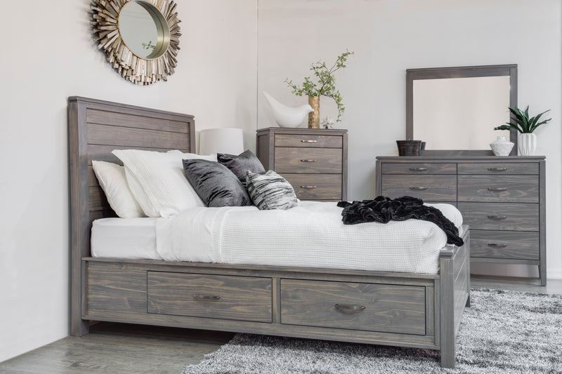 Mako Wood Furniture Robina Queen Panel Bed with Storage 4300-ST-Q-HB/FB/ST