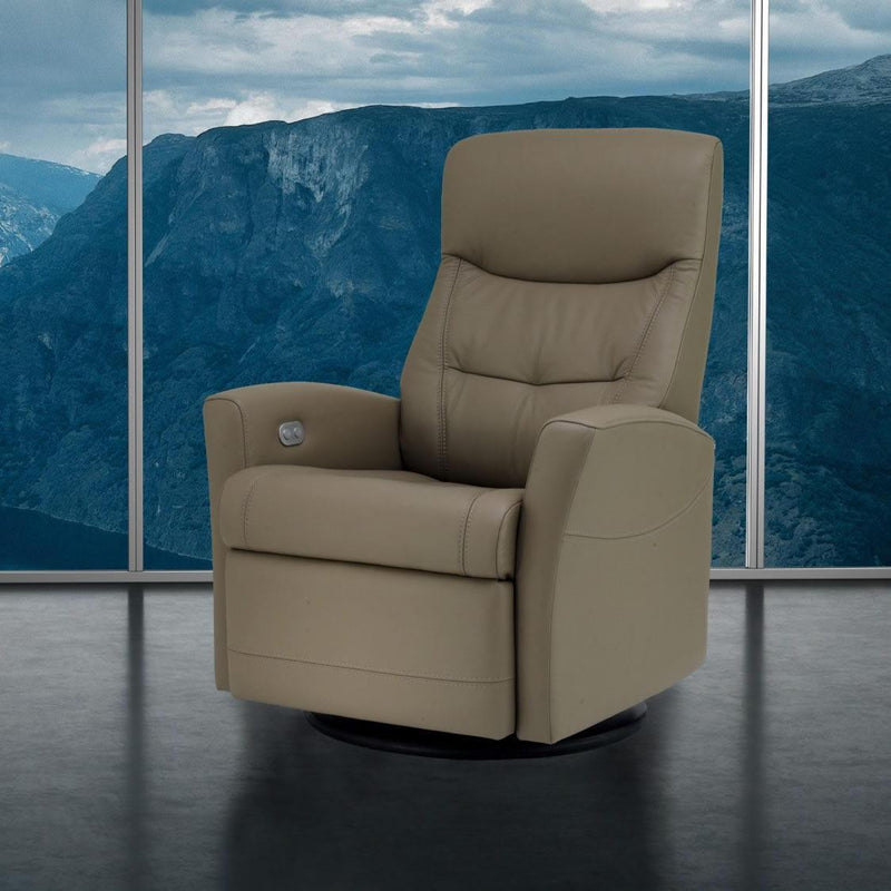 Fjords of Norway Oslo Swivel Glider Leather Recliner Oslo Large-NL-130-STONE IMAGE 3