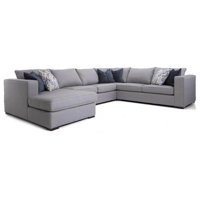 Decor-Rest Furniture Fabric 4 pc Sectional 2901CLG/2902CLG/2905CLG/2907CLG-CONNECT-GREY IMAGE 1