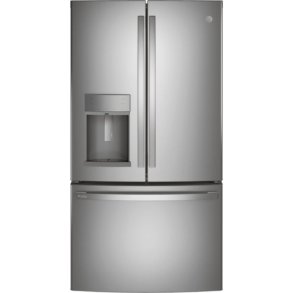 GE Profile 36-inch, 22.1 cu.ft. Counter-Depth French 3-Door Refrigerator with External Water and Ice Dispensing System PYD22KYNFS IMAGE 1