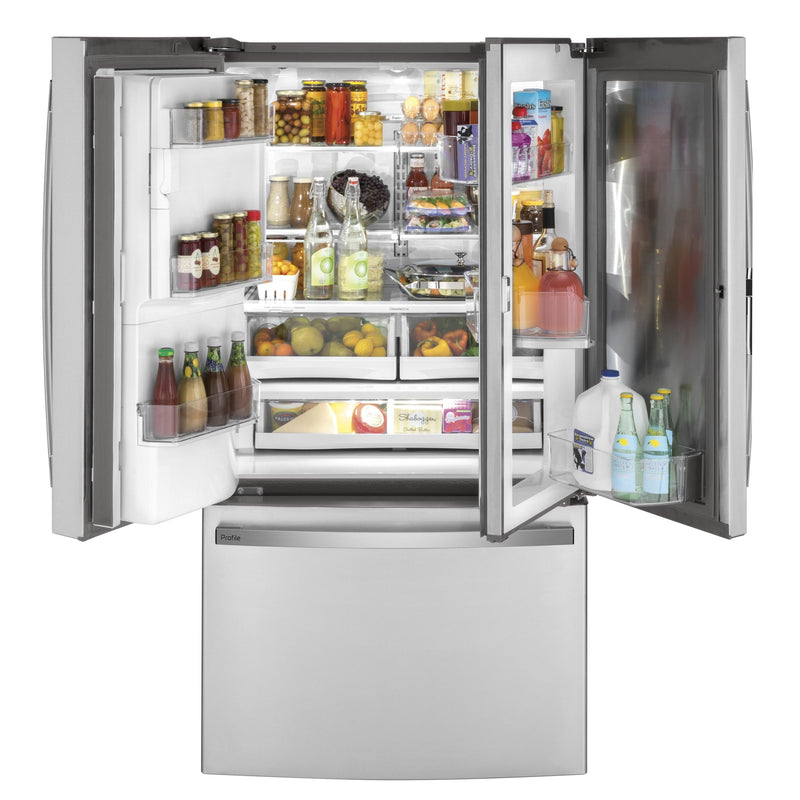 GE Profile 36-inch, 22.1 cu.ft. Counter-Depth French 3-Door Refrigerator with External Water and Ice Dispensing System PYD22KYNFS IMAGE 7